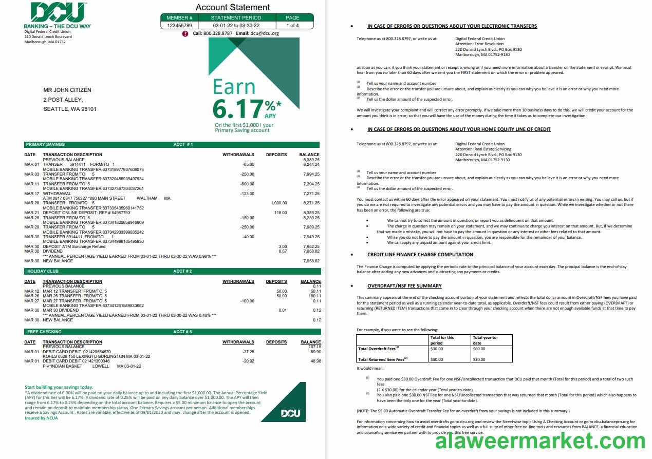 USA Massachusetts Digital Federal Credit Union (DCU) bank 5 pages